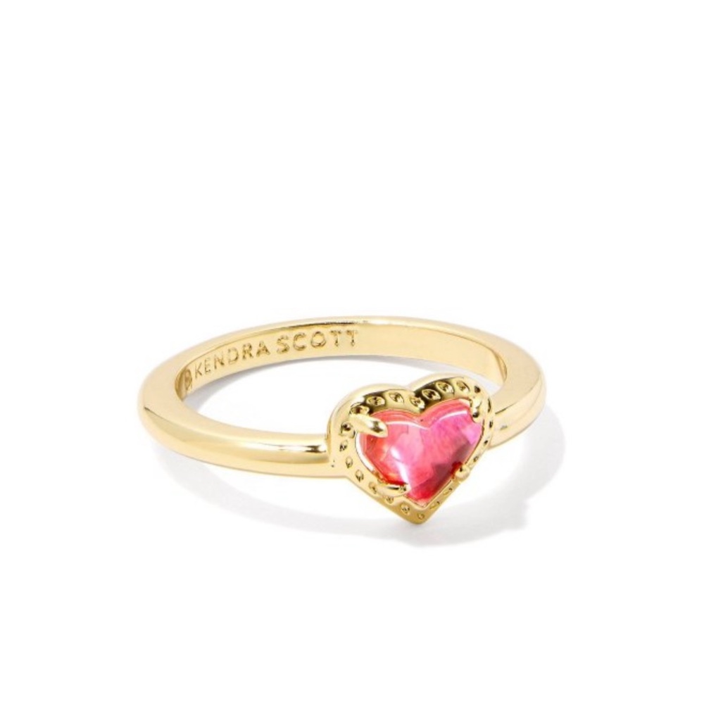 NWT Kendra Scott Gold Ring with Red Tiger Eye heart (size 7)